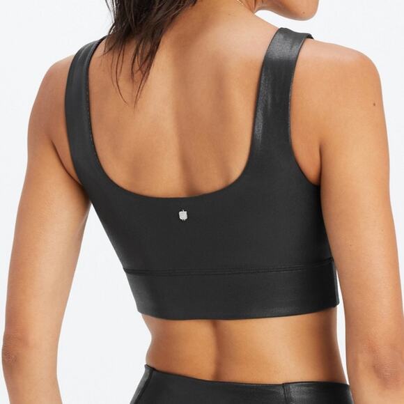 Fabletics Harlyn Medium Impact Sports Bra Black Fog Foil - Picture 5 of 6